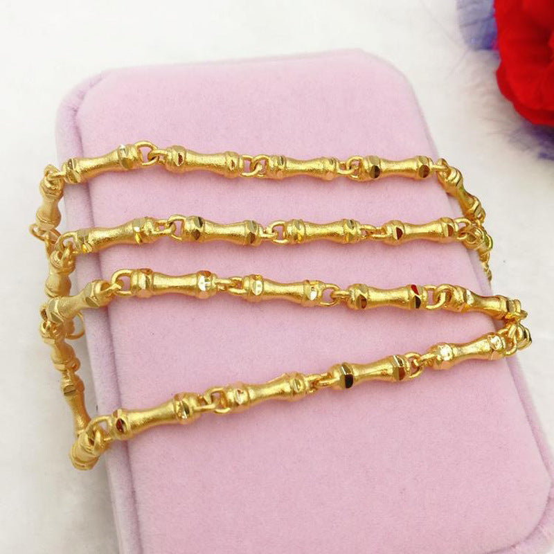 Pure 18k Gold Color Necklace Bangle Jewelry Sets Real Gold Chain for Women Fine image 4