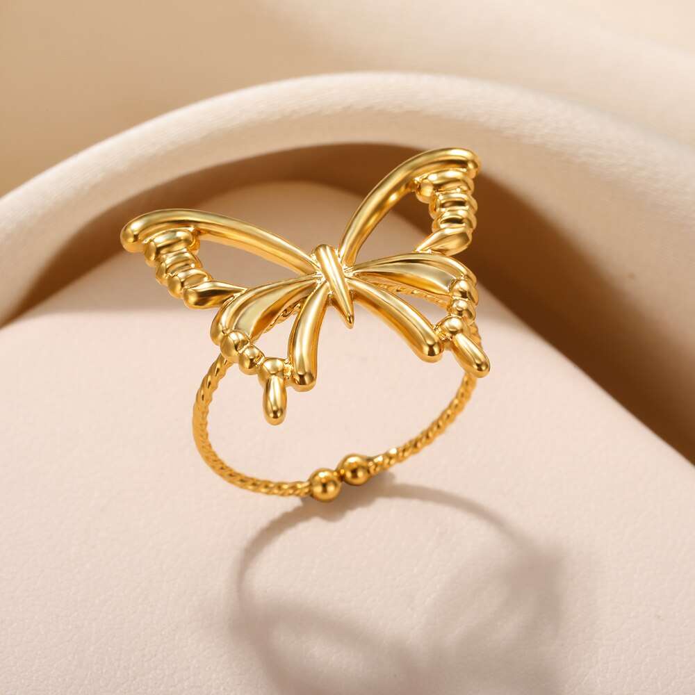 Stainless Steel Rings for Women Aesthetic Sunflower Gold Plated Wedding Couple image 11