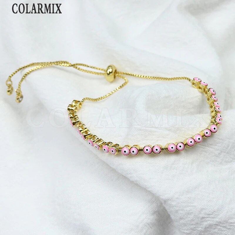 10Pcs 2022 Bracelet Enamel Colorful Eyes Braceelt Jewelry for Women Gold Plate image 7