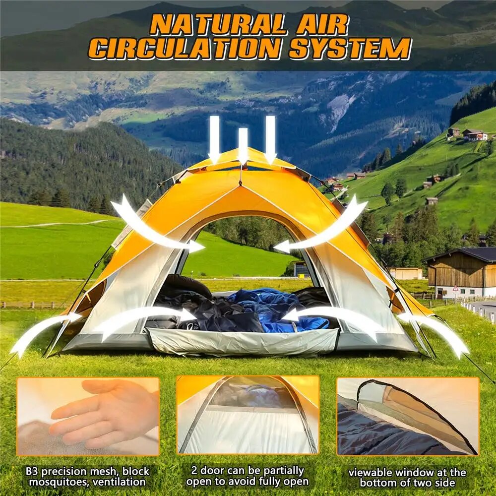 4 Person Automatic Camping Tents Family Outdoor Instant Setup Tent 4 Season Win image 2