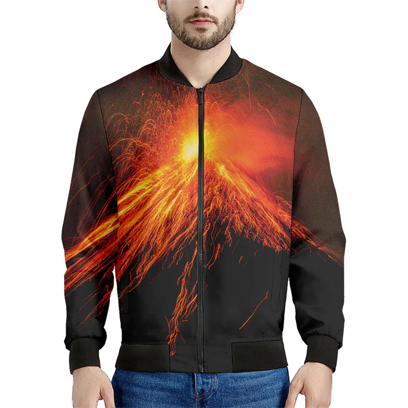 Volcano Eruption Magma 3d Printed Jackets Men Long Sleeve Loose Sweatshirt Cool image 1