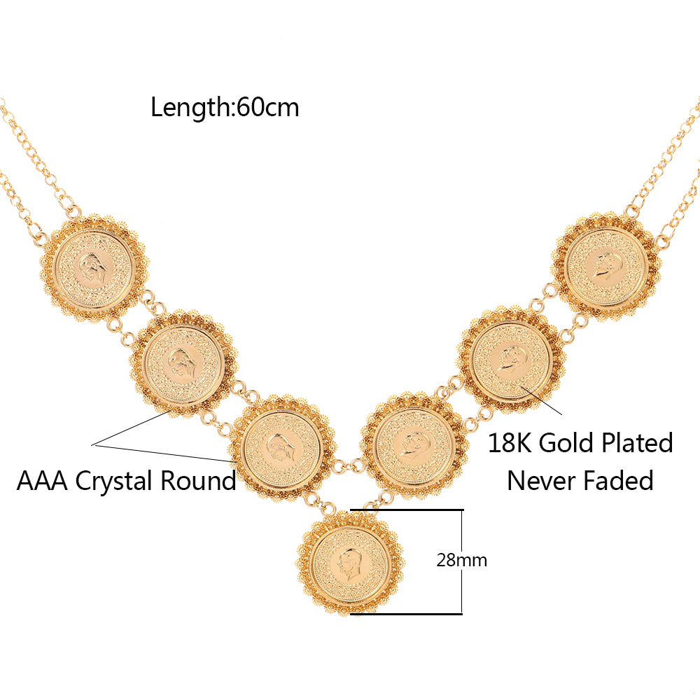Gold Color Money Coin Bracelet Islamic Muslim Arab Coins Necklace for Women Men image 4