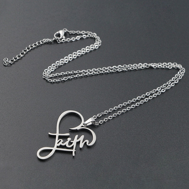 VILLWICE Religious Faith Heart Necklace Women Men Stainless Steel Gold Plated image 8