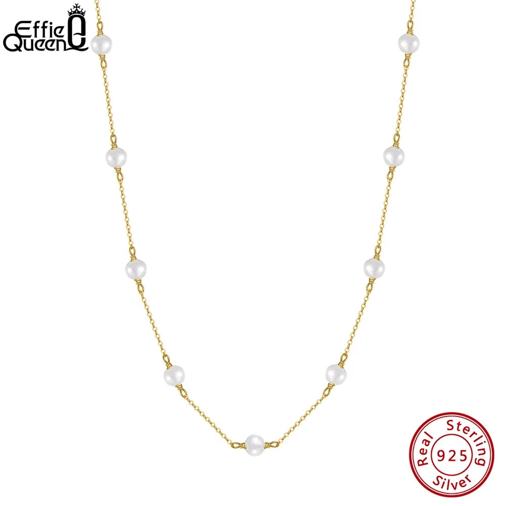 EFFIE QUEEN 14K Gold Plated Natural Baroque Pearl Choker Necklace for Women 925 image 1