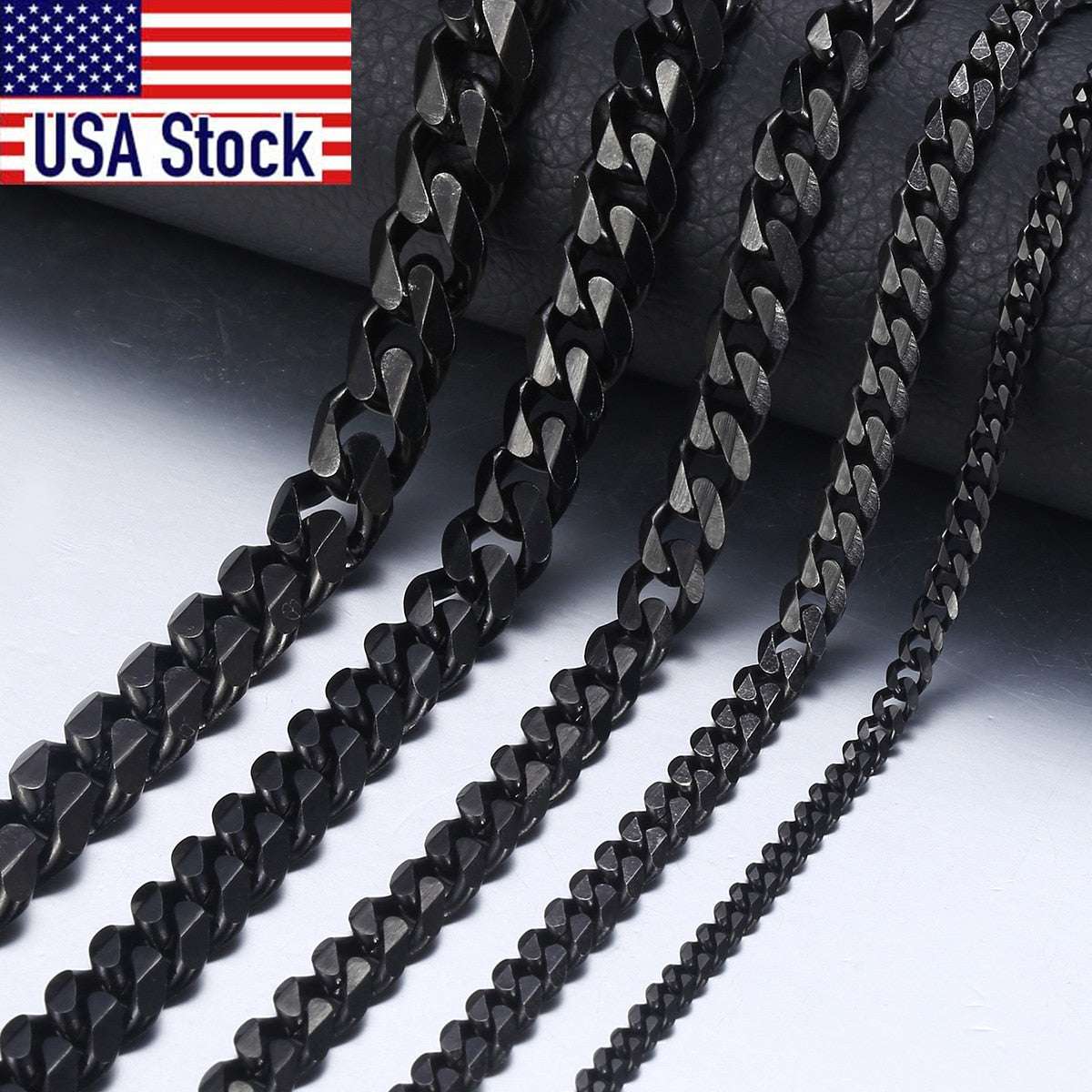 Men's Necklace Stainless Steel Cuban Link Chain Black Gold Color Necklaces For image 1