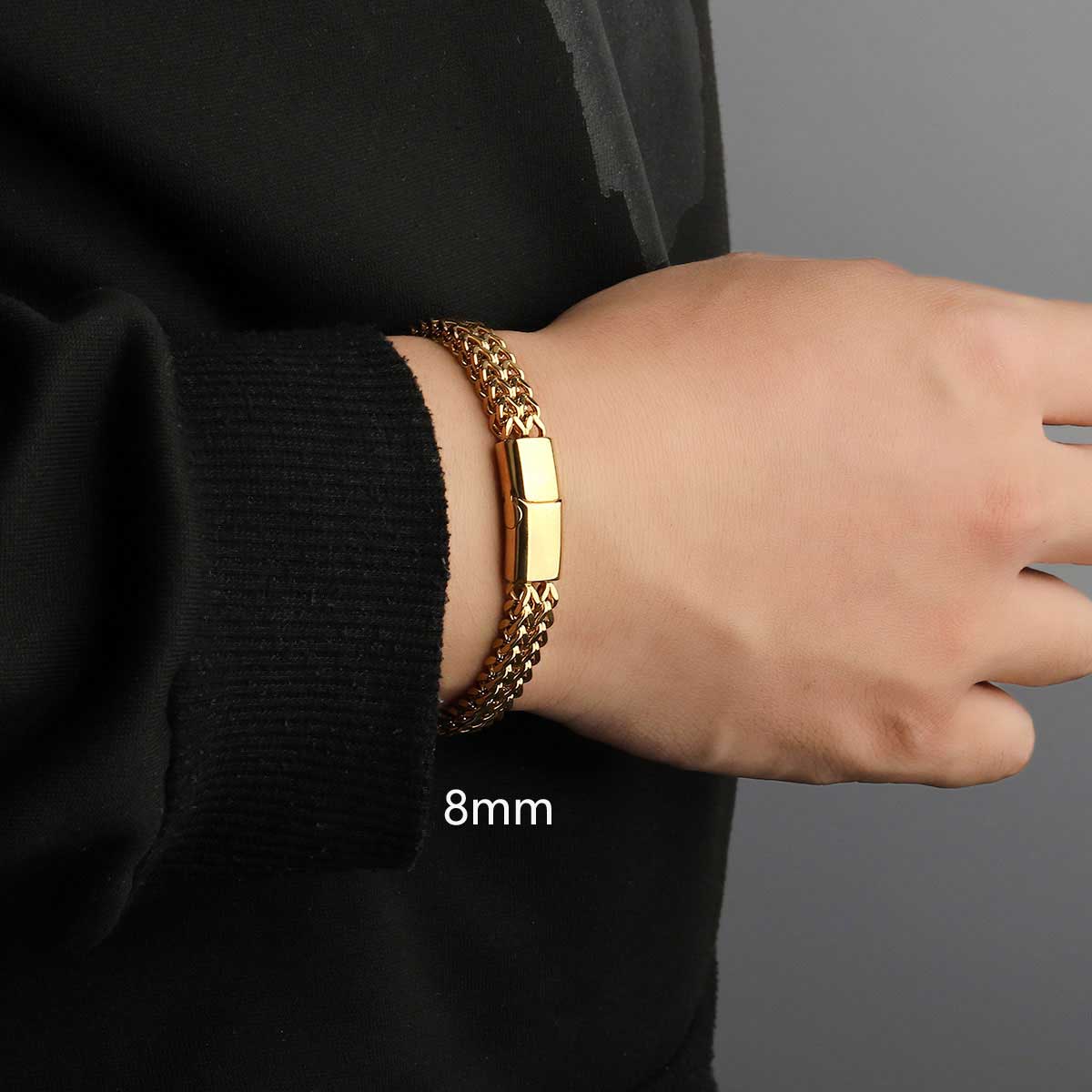 18K Gold Color Stainless Steel Double-laye Braided Link Bracelets With Magnetic image 6