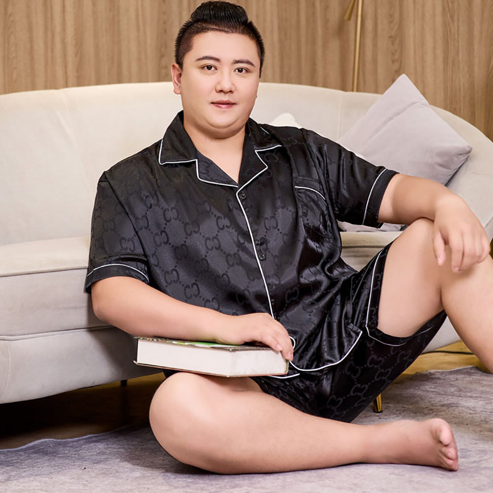 3XL-5XL For 165kg Big Size Men's Pajamas Summer Ice Silk Thin Breathable Male S image 5