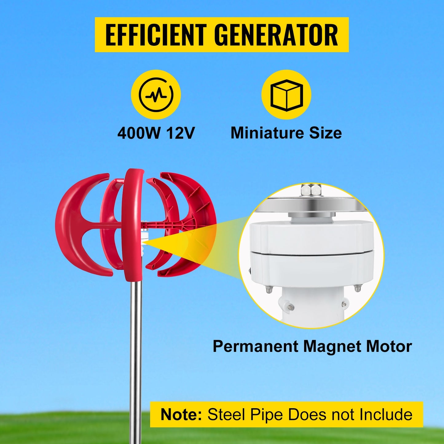 VEVOR Vertical Axis Wind Turbine 12V 100W/400W/600W Alternative Energy Generato image 7