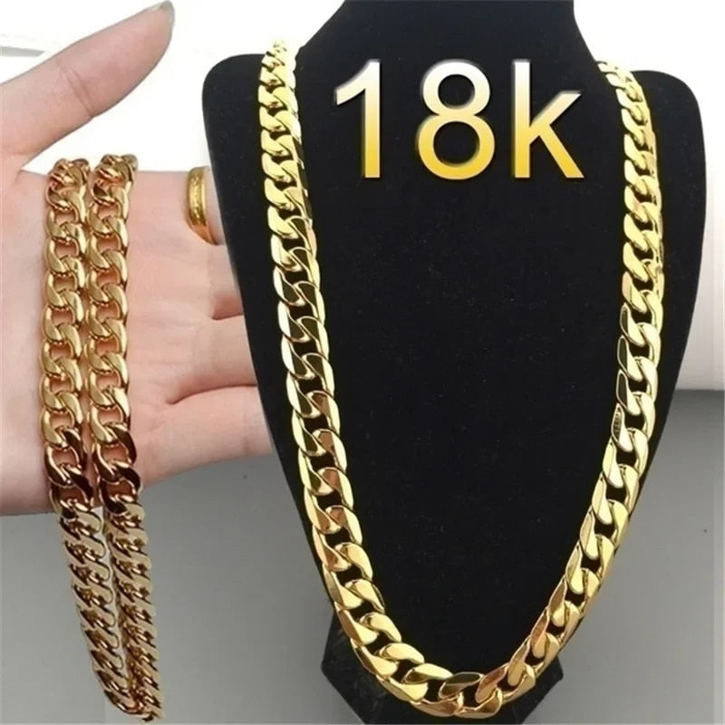 Special offer 18K gold Necklaces 925 Stamp Silver color Classic 8MM sideways ch image 1