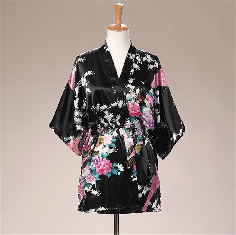 Women Satin Pajamas Bathing Robe Gown Japanese Traditional Women Sakura Kimono image 8