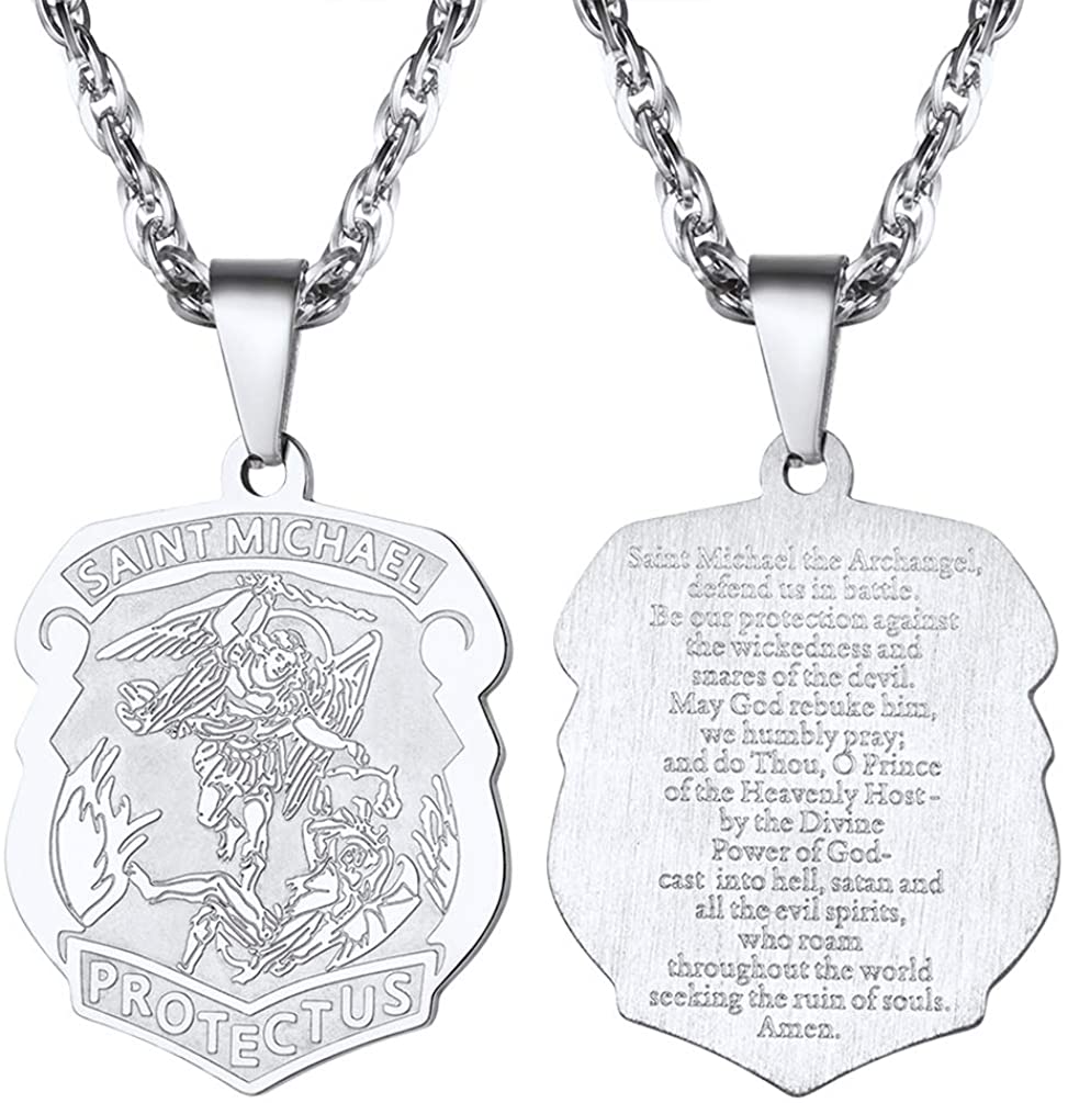 U7 Saint Michael The Archangel Gold Necklace Saint Michael Pendant Religious image 1