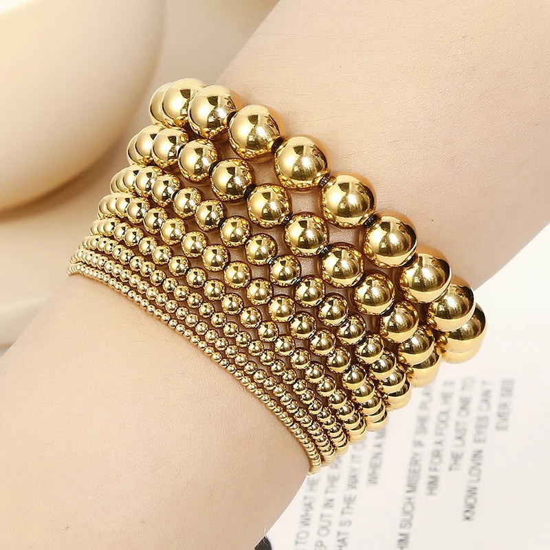 Fashion Jewelry 18K Gold Plated Waterproof Metal Ball High Quality Smooth Diame image 1