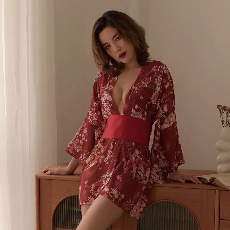 Ladies Japanese Kimono Women Pajama Long Sleeve Comfortable Bathrobe Breat image 0