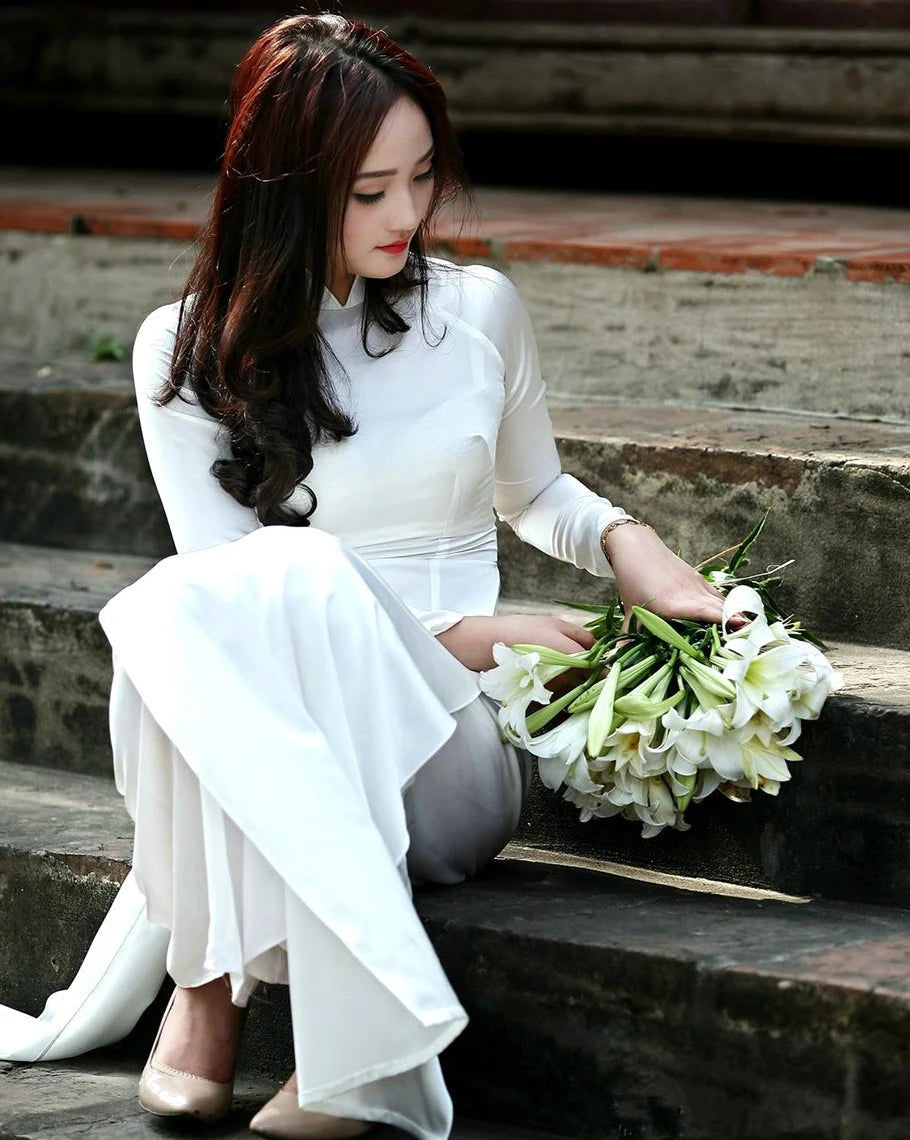 Ao Dai Vietnam Dress Flowing Skirt Aodai Dress Vietnam Clothing Vietnamese Ao D image 6