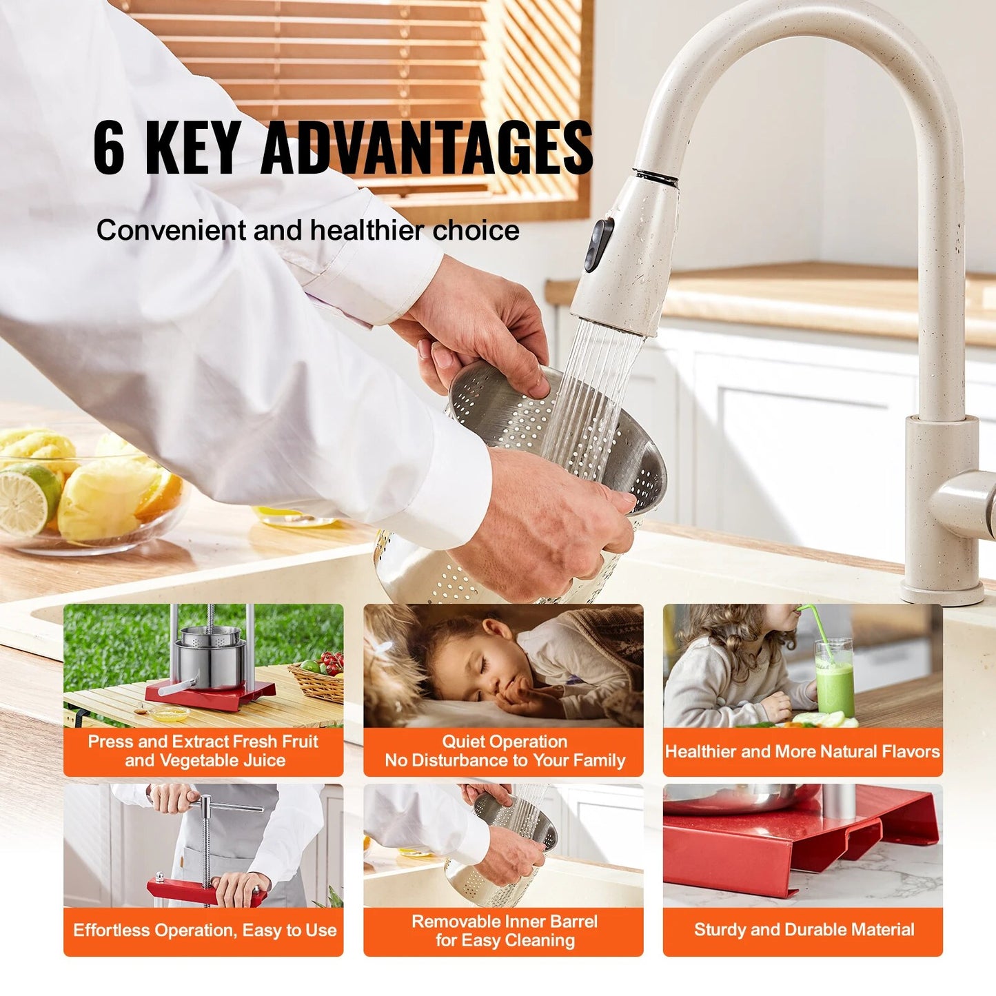 VEVOR 2L 3L 6L Manual Fruit Press Stainless Steel Household Manual Squeezer Cid image 6