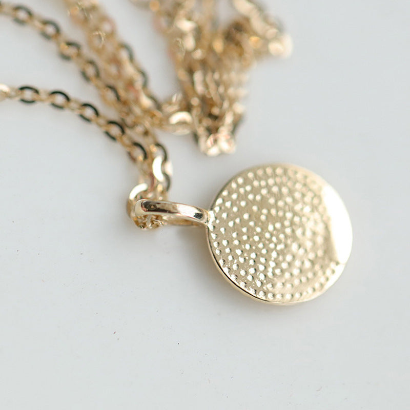 Rose small coin S925 sterling silver plated K gold necklace bead edge glossy ca image 5