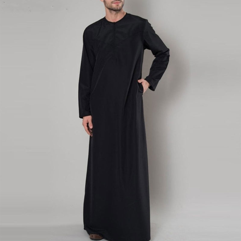 Muslim Robe Muslim Male Shirt with Zipper Design Loose Neck Muslim Clothing image 4