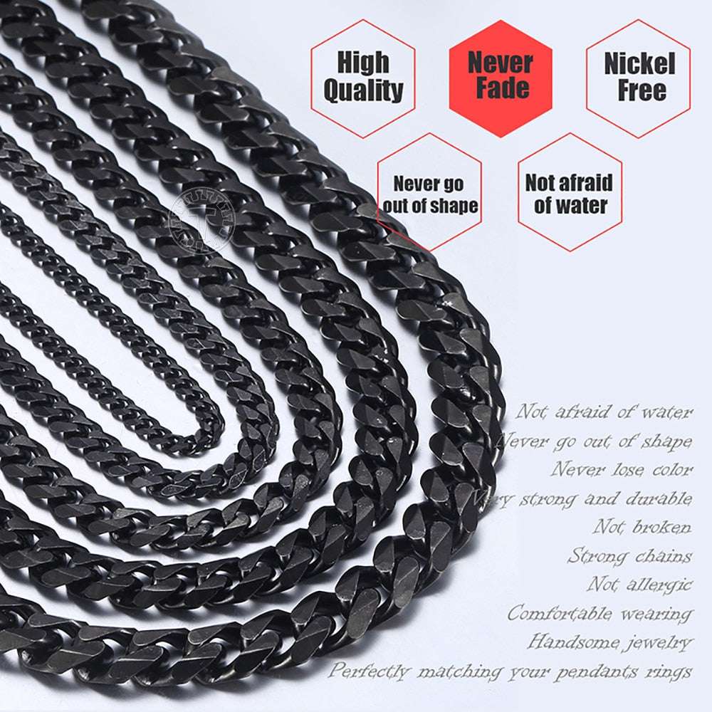 3-11mm Stainless Steel Necklace for Women Men Curb Cuban Link Chains Gold Silve image 4