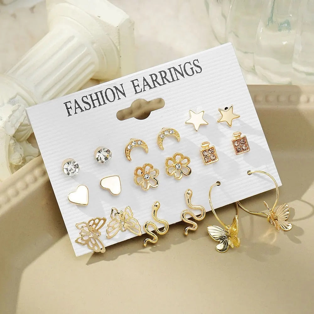 IPARAM Fashion Exaggerated Gold Color Metal Pearl Earrings for Women Geometric image 39