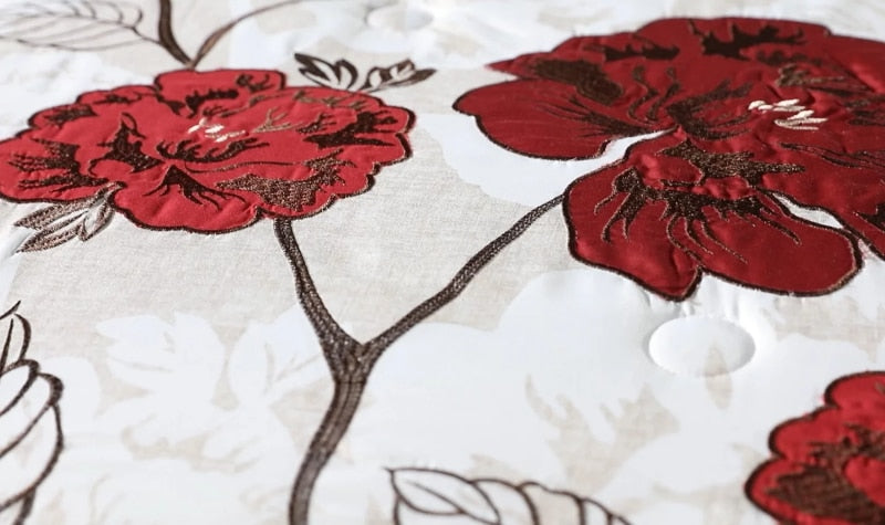 Mainstays 7-Piece Embroidered Teal Roses Bed in a Bag Comforter Bedding Set image 7