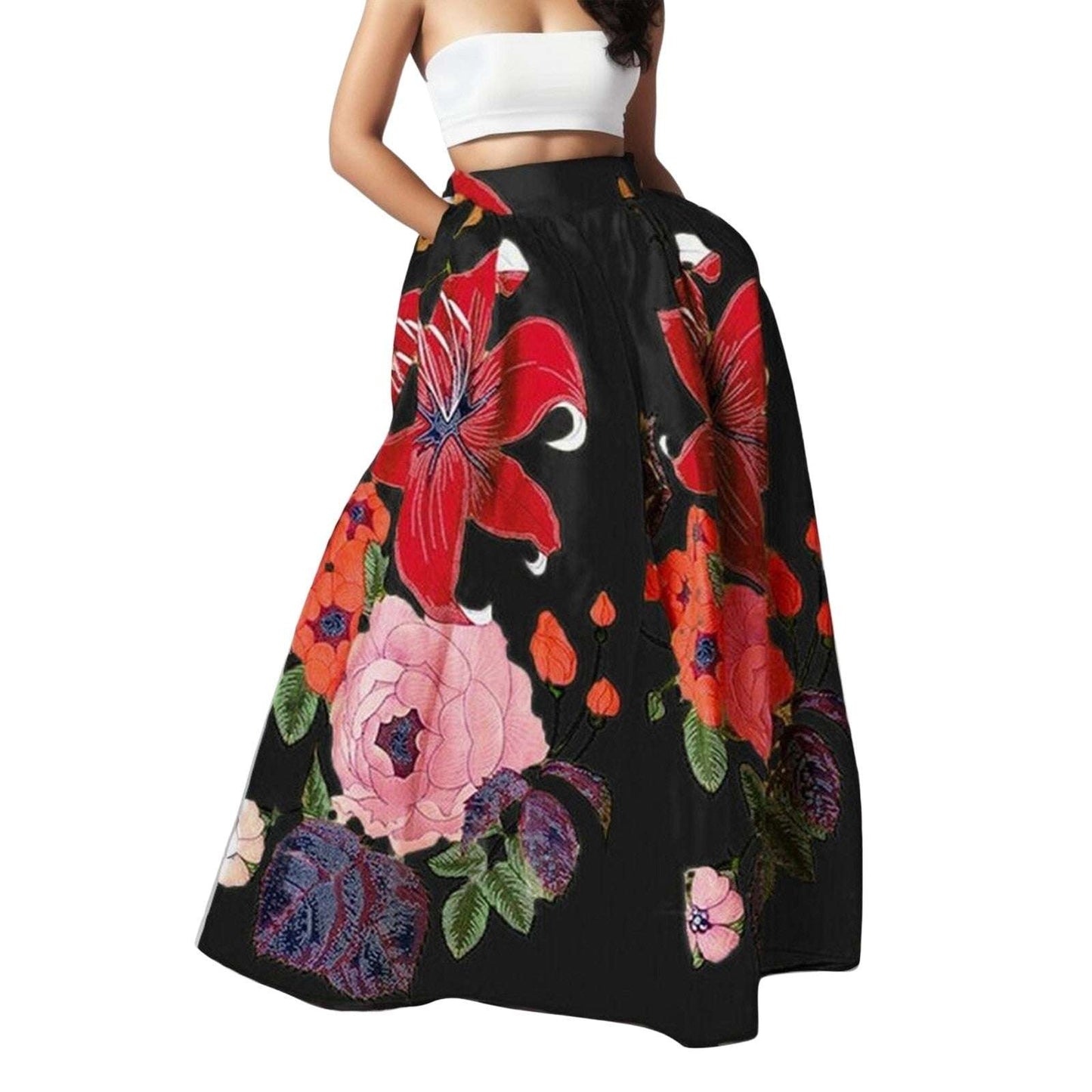 Long Skirts for Women Summer Gold Tummy Control Printed Maxi Skirts for Women F image 5