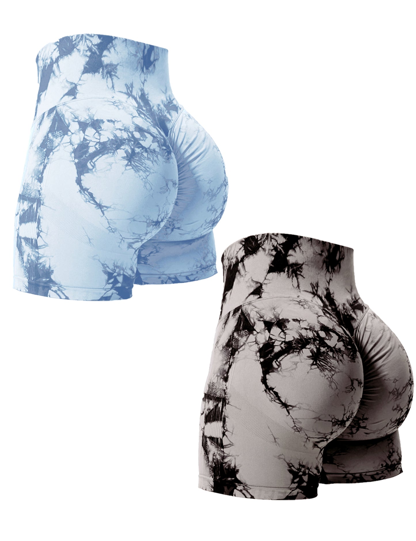 2PCS Tie Dye Butt Lifting Sexy Gym Shorts Woman Skinny Stretch High Waist Sport image 5