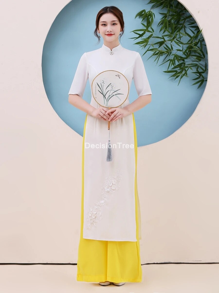 2022 ao dai dress vietnam dress women oriental chiffon lace dress vietnam cloth image 5