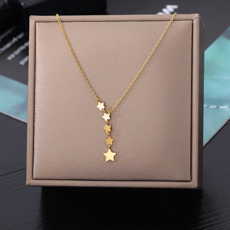 Fashion Punk Double Layer Thick Clavicle Chain Stainless Steel Gold Color image 4