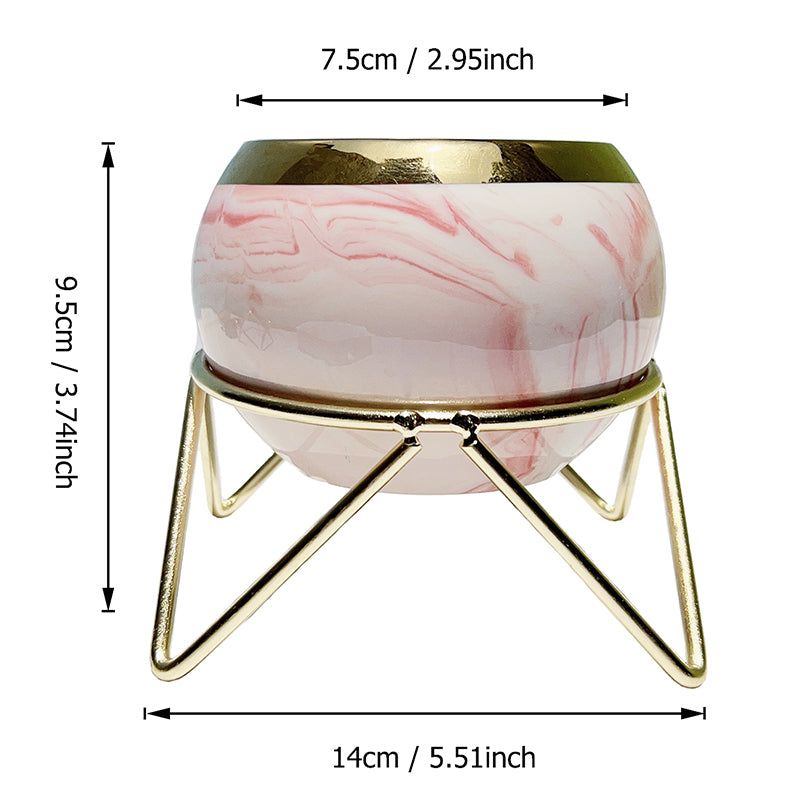 Nordic INS Style Luxury Gilded Ceramic Small Flowerpot with Golden Bracket Crea image 13