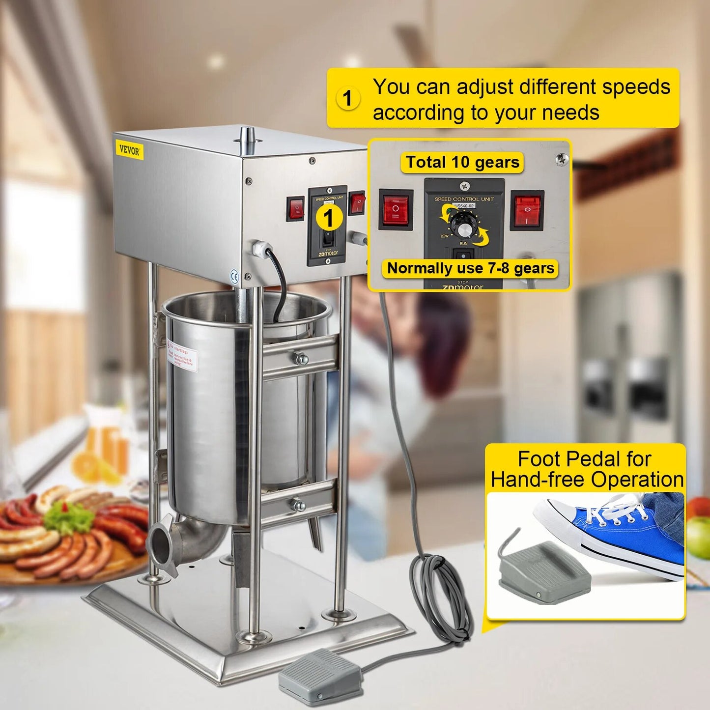 VEVOR 10-30L Vertical Sausage Stuffer Automatic Filling Machine Food Processors image 1