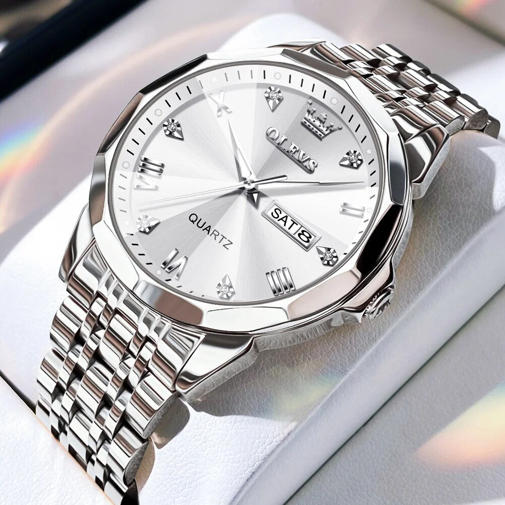 TAXAU New Watch For Men Rhombus Original Quartz Waterproof Wristwatch Gold Stai image 1