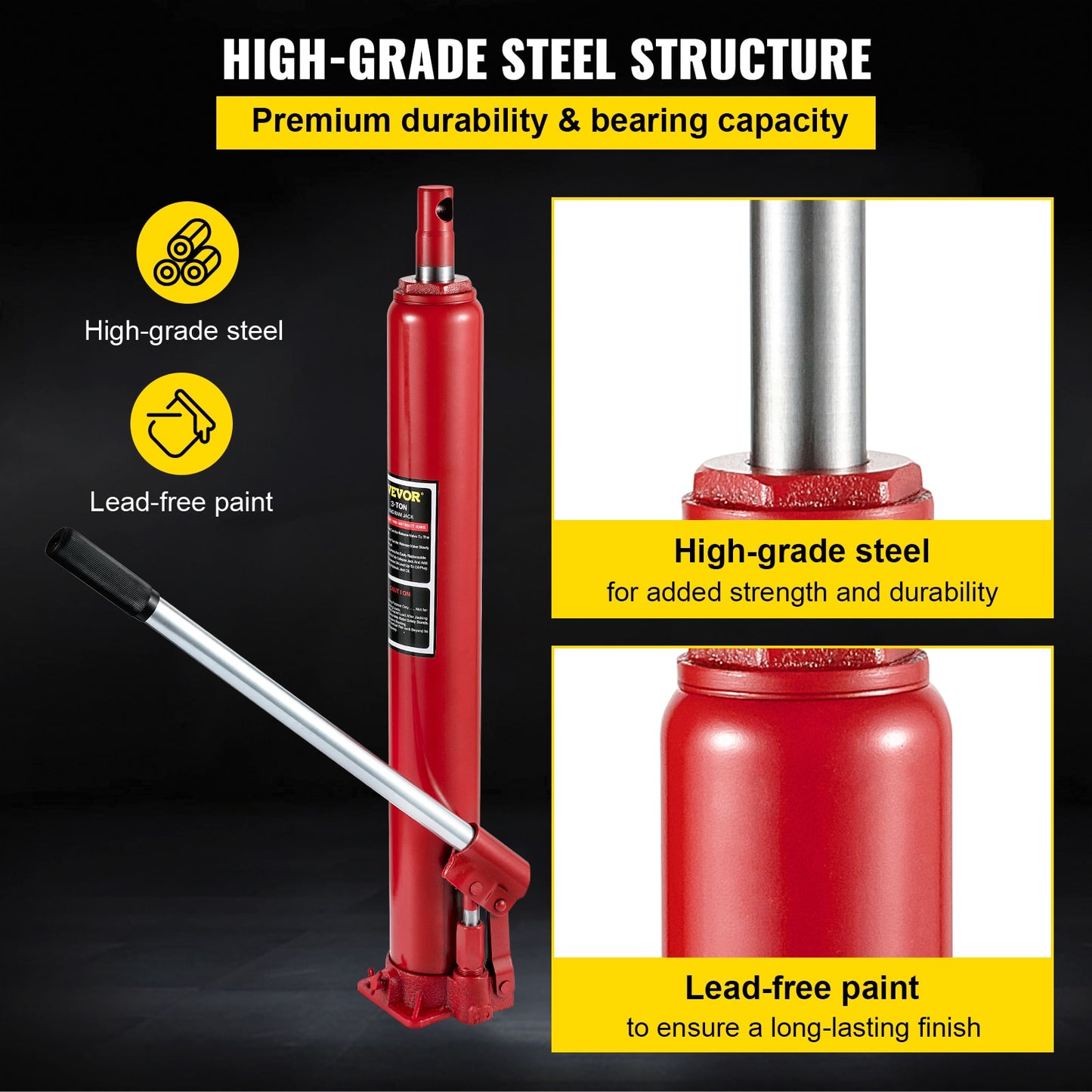 VEVOR Hydraulic Jack 3 /4/8/12 Ton Car Hydraulic Long Ram Jack Manual Engine Li image 6
