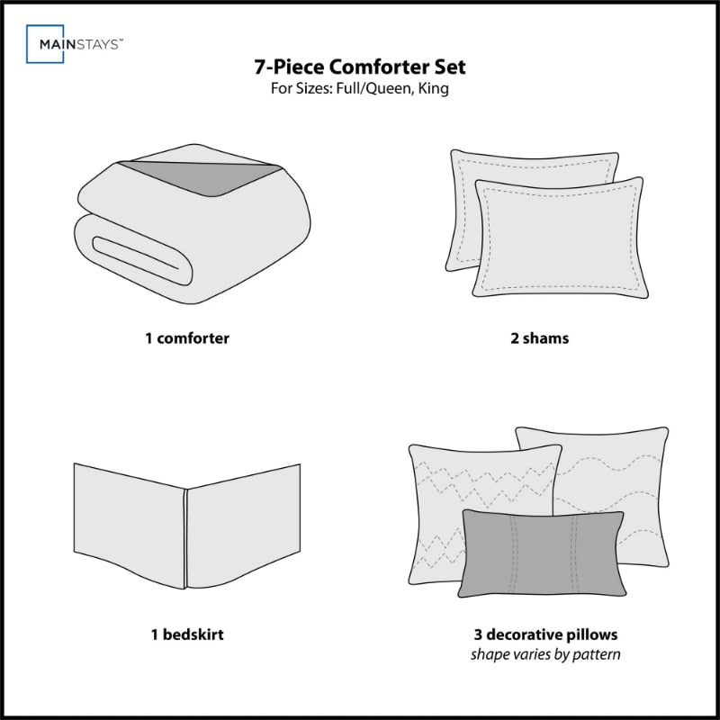 Mainstays Cougar 7-Piece Grey Abstract Woven Comforter Set, Full/Queen image 5