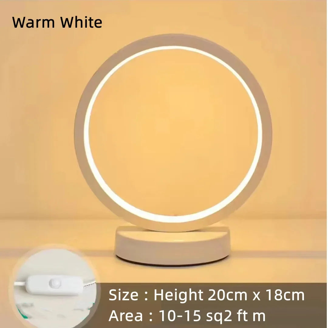 20CM LED Simple Circular Ring Table Lamp Bedroom Bedside Living Room Restaurant image 2