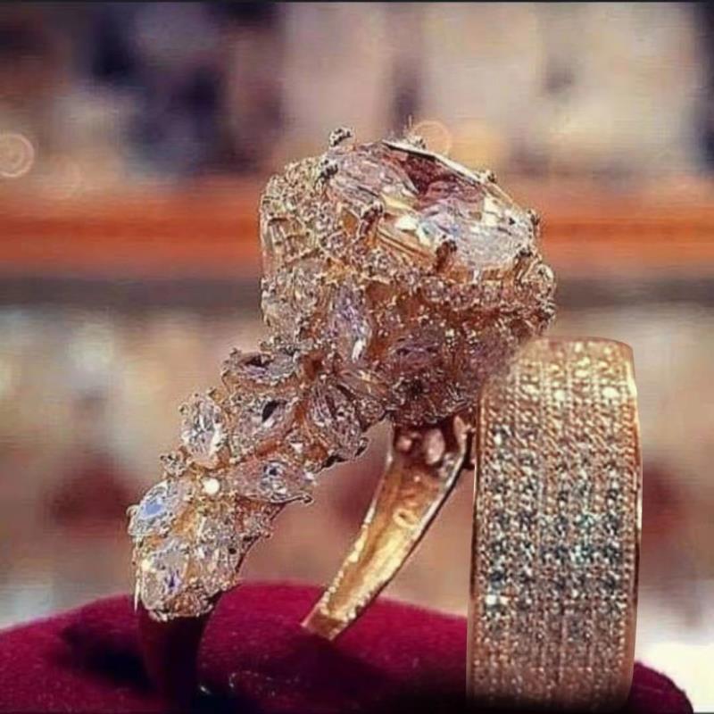 Elegant Gold Color Hip Hop Ring for Women Fashion Inlaid Zircon Red Stones Wed image 7
