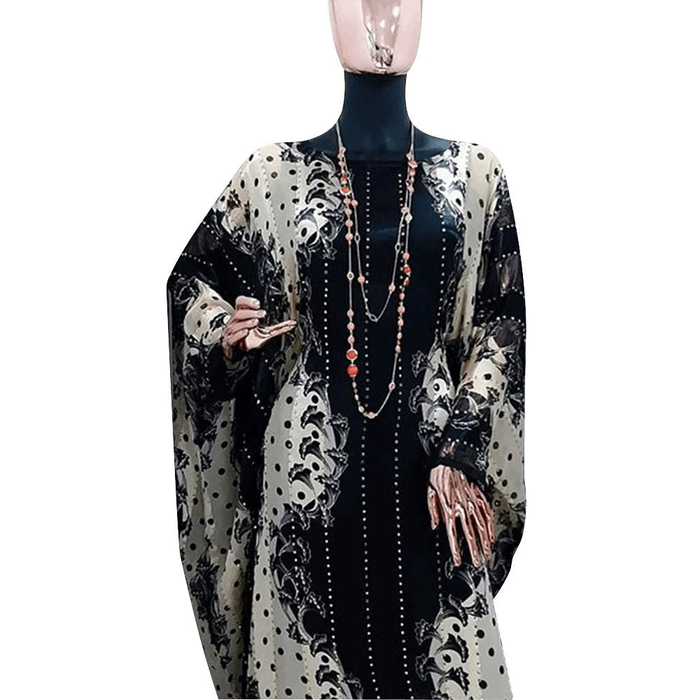 Set Gaun Muslim Gambar Ombak Gaun Jubah Pesta Wanita Pakaian Eropa Pakaian Amer image 1