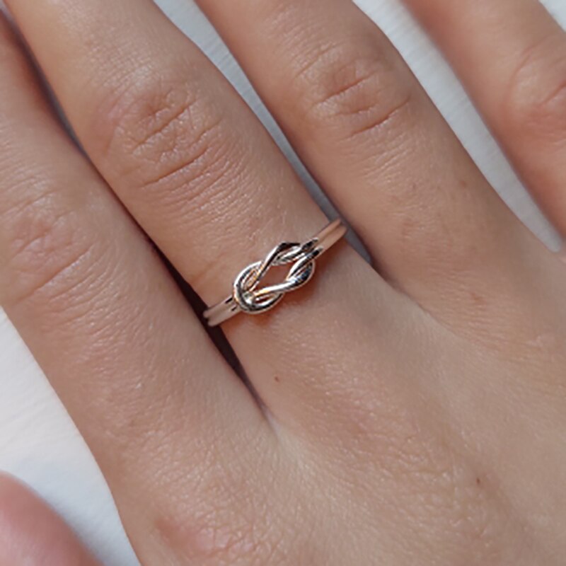 Knot Infinity Rings For Women Girls Gold Color Stainless Steel Heart Finger Ri image 13