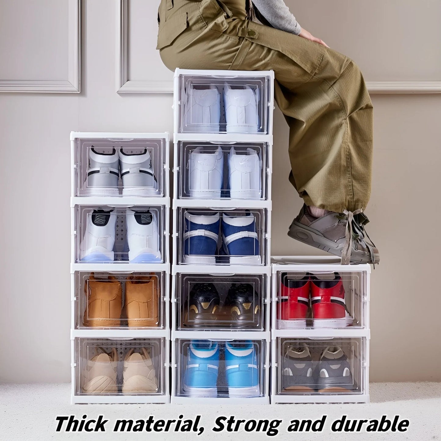 6 Layers Shoes Box Foldable Transparent Sneaker Shoe Storage Organizers Box Sta image 5