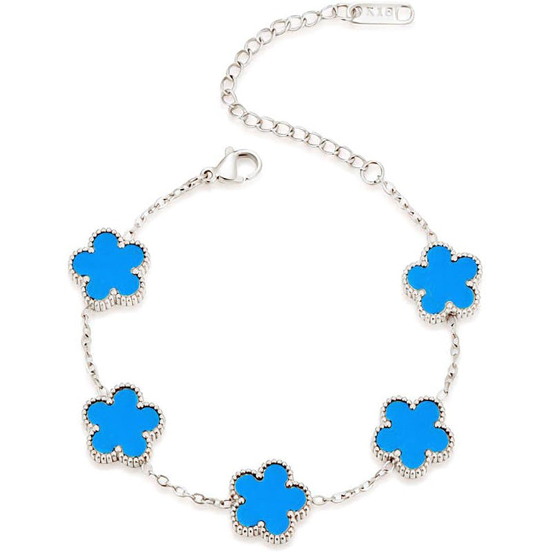 Elegant Double Sided Clover Bracelet 14K Gold Plated Stainless Steel Lucky Blac image 13