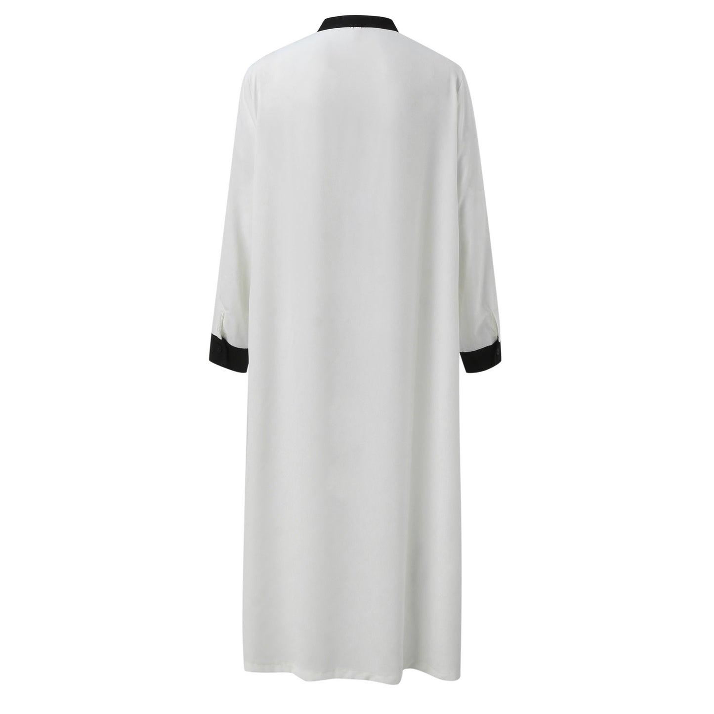 White Arabic Muslim Robe Men Jubba Thobe Long Sleeve Pakistan Islamic Abaya Kaf image 1