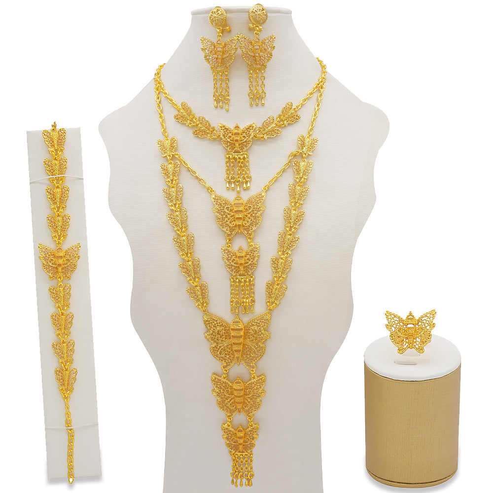 Arabic Dubai Jewelry Set for Women Earrings Ethiopian African Long Chain Gold C image 28