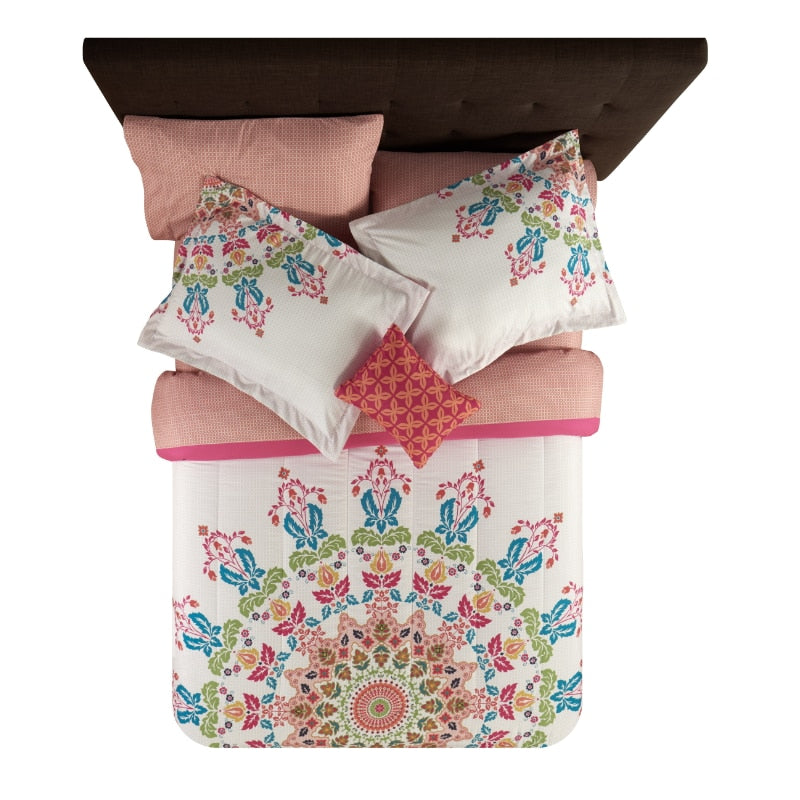 Mainstays Coral Medallion 8 Piece Bed in a Bag Comforter Set With Sheets, Queen image 3