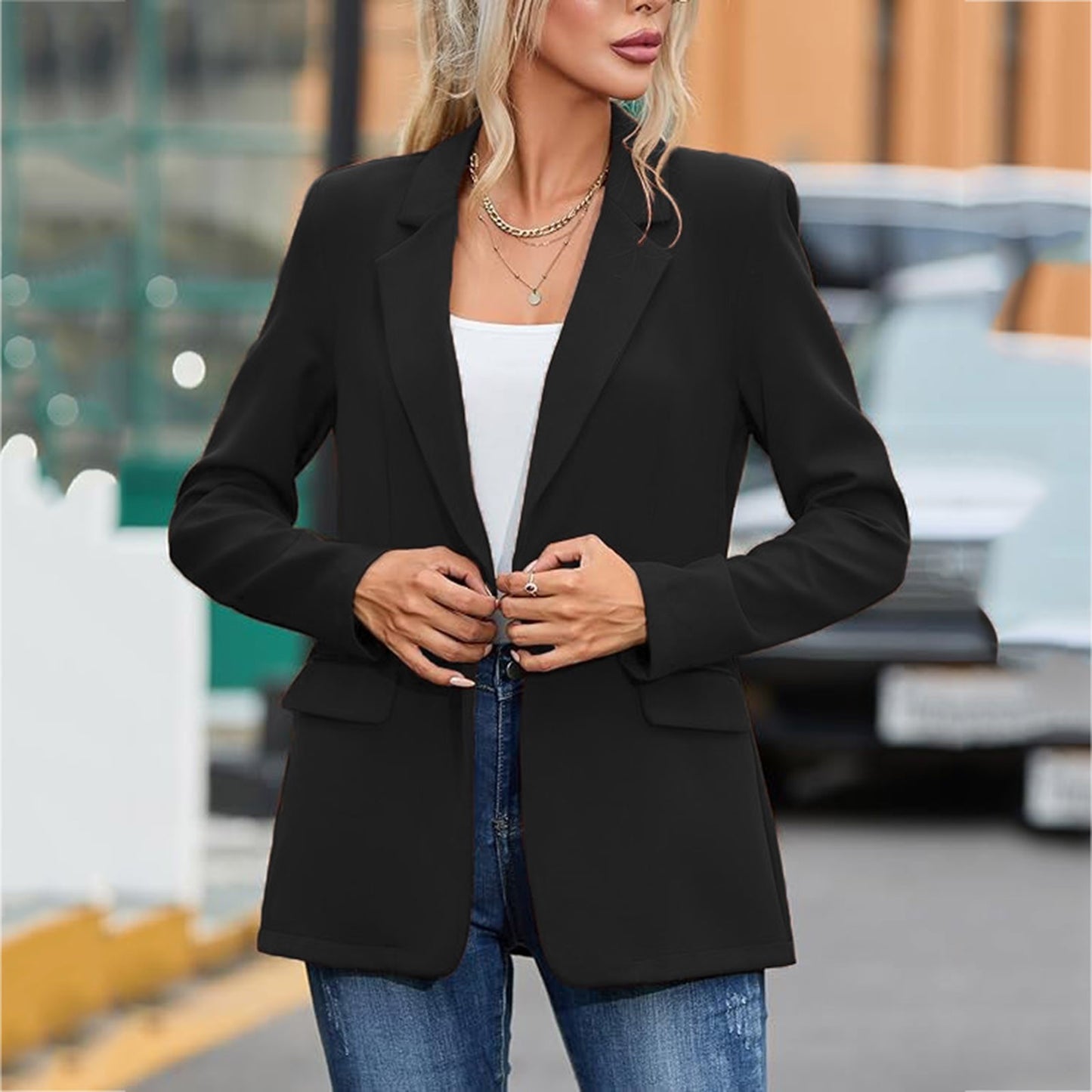 Elegant Lady Profession Blazers Coat With Belt Fashion Solid Color Slim Office image 6