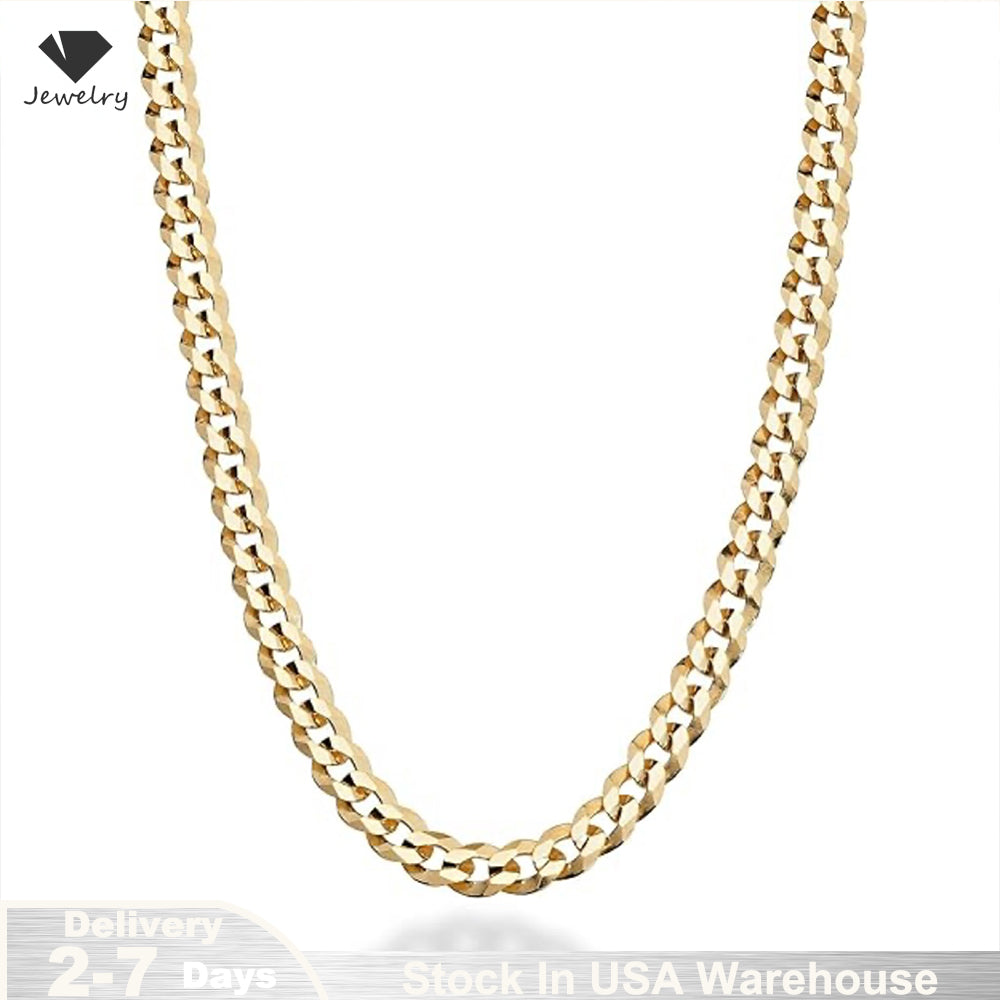 18K Gold Plated 5mm Curb Cuban Link Chain Necklace High Polished 925 Sterling S image 0