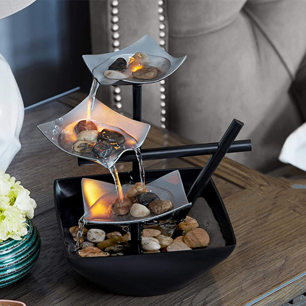 Relaxation Indoor Fountain Waterfall Feng Shui Desktop Water Sound Table image 1