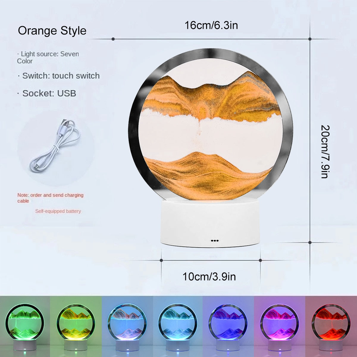 Sand Painting Table Lamp LED RGB Sandscape Lamp 3D Colorful Moving Sand image 9