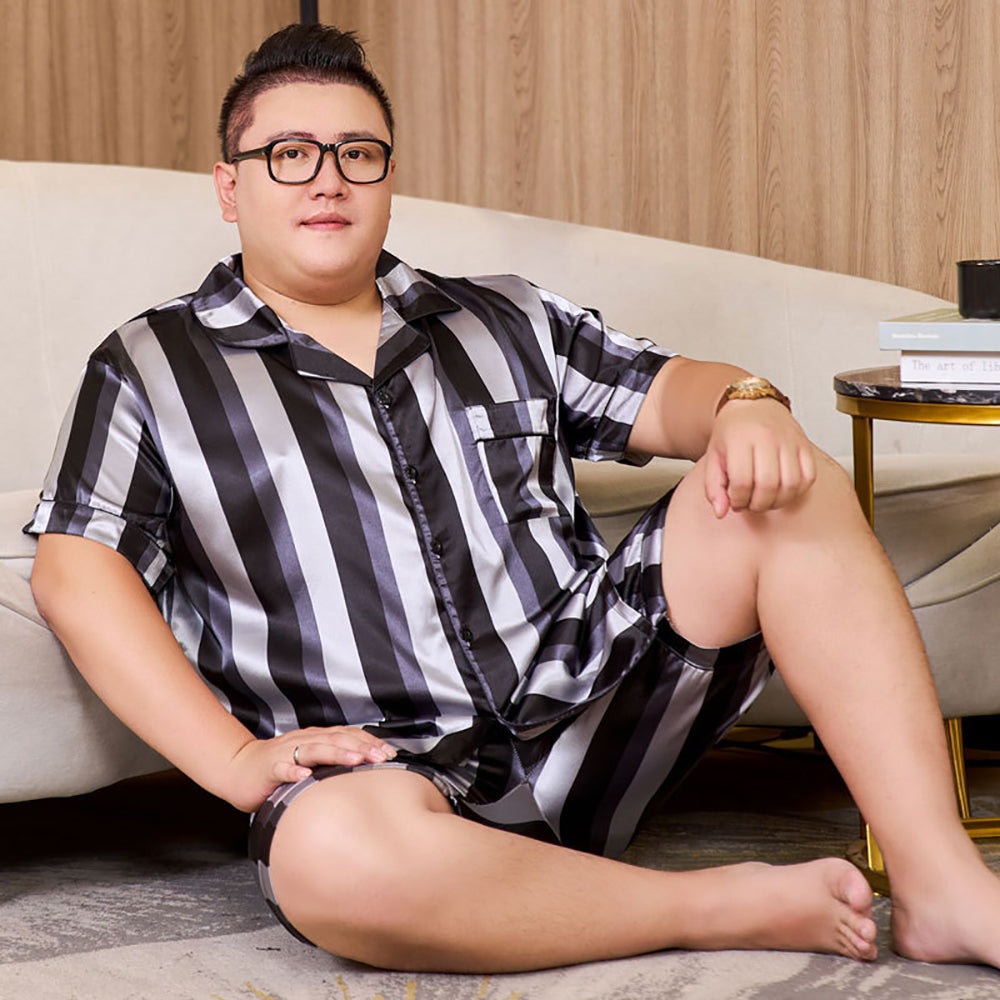 3XL-5XL For 165kg Big Size Men's Pajamas Summer Ice Silk Thin Breathable Male S image 4