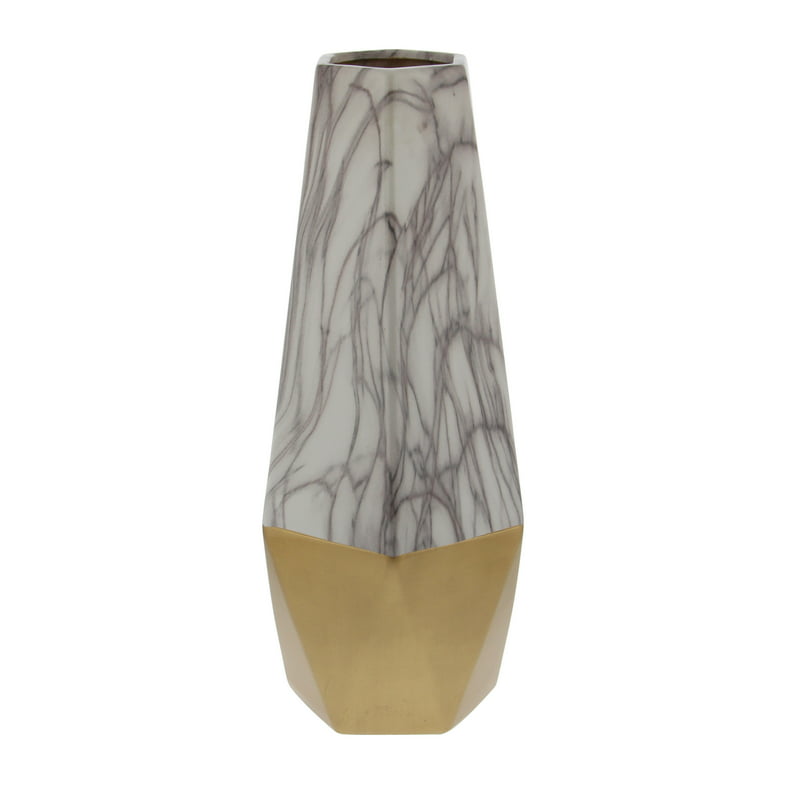 Faux Marble Gold Ceramic Vase with Gold Base image 5