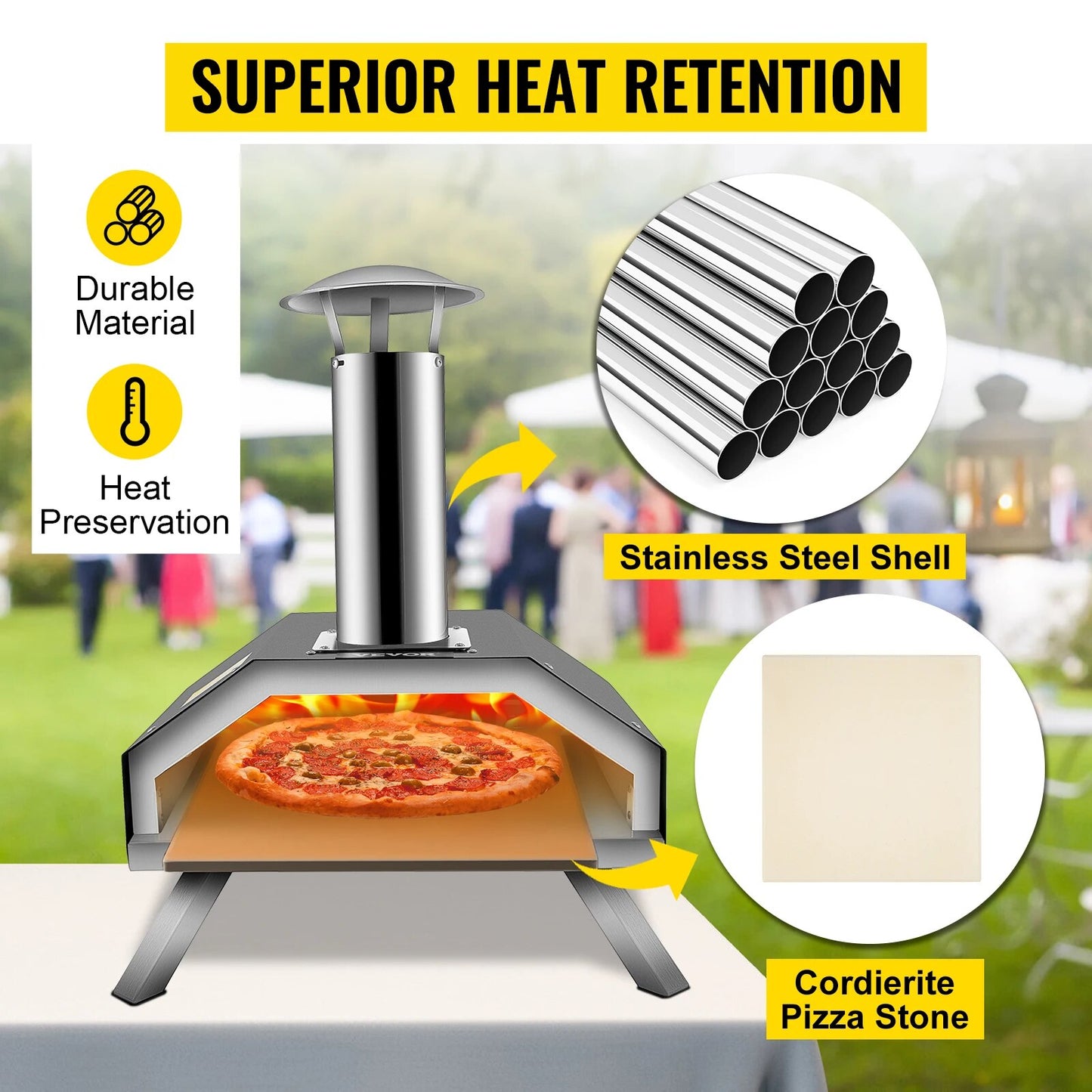 VEVOR Portable Pizza Oven Good Insulation Effect 304 Stainless Steel Foldable F image 4