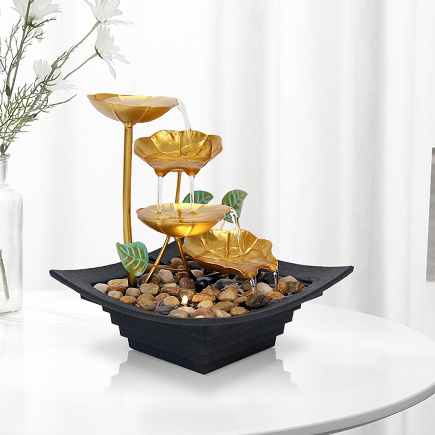 Tabletop Water Fountain Small Indoor Waterfall Fountain for Desktop Feng Shui O image 0